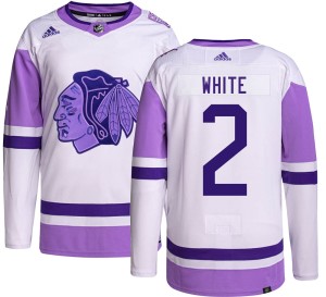 Bill White Men's Adidas Chicago Blackhawks Authentic White Hockey Fights Cancer Jersey
