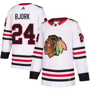 Anders Bjork Men's Adidas Chicago Blackhawks Authentic White Away Jersey