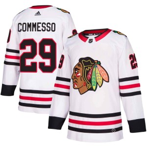 Drew Commesso Men's Adidas Chicago Blackhawks Authentic White Away Jersey