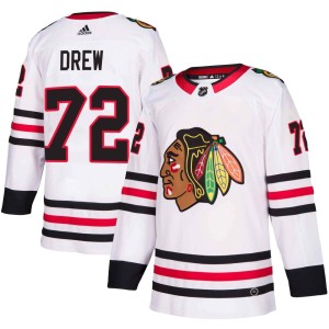 Hunter Drew Men's Adidas Chicago Blackhawks Authentic White Away Jersey