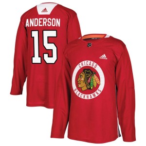 Joey Anderson Men's Adidas Chicago Blackhawks Authentic Red Home Practice Jersey