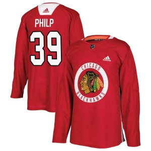 Luke Philp Men's Adidas Chicago Blackhawks Authentic Red Home Practice Jersey