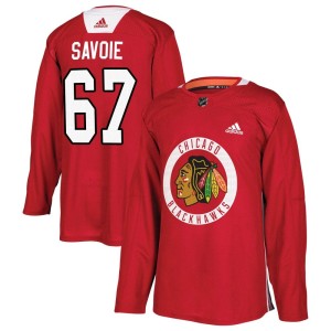 Samuel Savoie Men's Adidas Chicago Blackhawks Authentic Red Home Practice Jersey