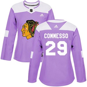 Drew Commesso Women's Adidas Chicago Blackhawks Authentic Purple Fights Cancer Practice Jersey