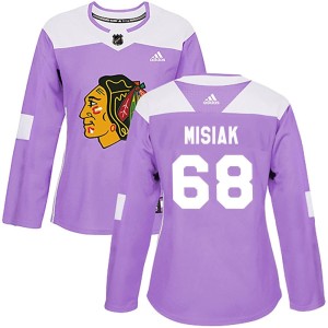 Martin Misiak Women's Adidas Chicago Blackhawks Authentic Purple Fights Cancer Practice Jersey