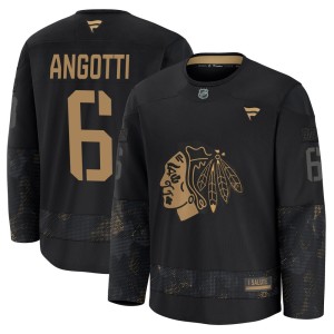 Lou Angotti Men's Fanatics Chicago Blackhawks Premium Black 2024 Military Appreciation Practice Jersey