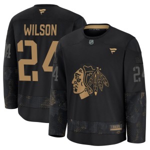 Doug Wilson Men's Fanatics Chicago Blackhawks Premium Black 2024 Military Appreciation Practice Jersey