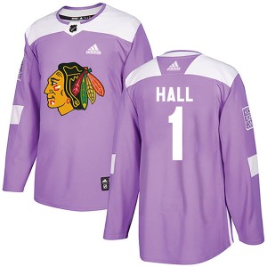 Glenn Hall Men's Adidas Chicago Blackhawks Authentic Purple Fights Cancer Practice Jersey