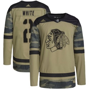 Bill White Men's Adidas Chicago Blackhawks Authentic White Camo Military Appreciation Practice Jersey