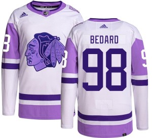 Connor Bedard Youth Adidas Chicago Blackhawks Authentic Hockey Fights Cancer Jersey
