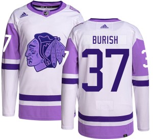 Adam Burish Youth Adidas Chicago Blackhawks Authentic Hockey Fights Cancer Jersey
