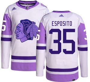 Tony Esposito Youth Adidas Chicago Blackhawks Authentic Hockey Fights Cancer Jersey