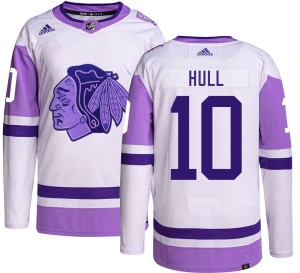 Dennis Hull Youth Adidas Chicago Blackhawks Authentic Hockey Fights Cancer Jersey