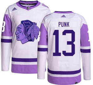 CM Punk Youth Adidas Chicago Blackhawks Authentic Hockey Fights Cancer Jersey