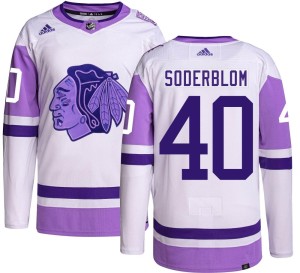 Arvid Soderblom Youth Adidas Chicago Blackhawks Authentic Hockey Fights Cancer Jersey