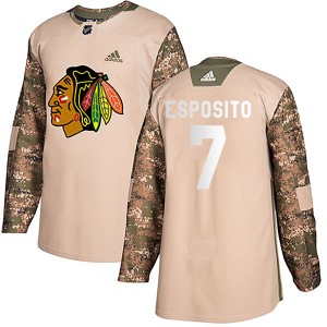 Phil Esposito Men's Adidas Chicago Blackhawks Authentic Camo Veterans Day Practice Jersey